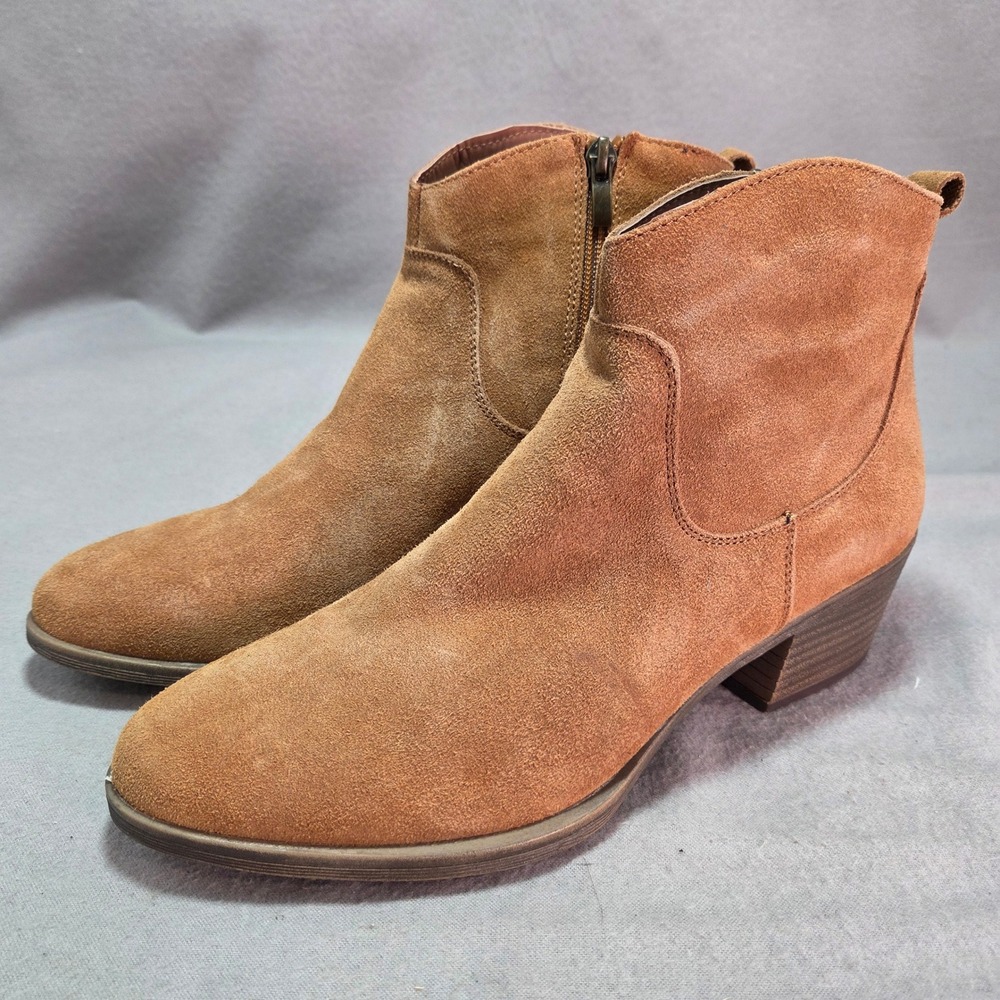 Vepose Ankle Boots Camel Suede Leather Modern Western Coastal Cowgirl Boho 9.5